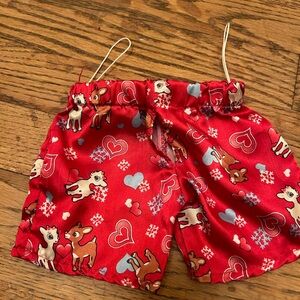 Build A Bear Pajama Bottoms Red Satin Rudolph Christmas Pants Teddy Bear Clothes